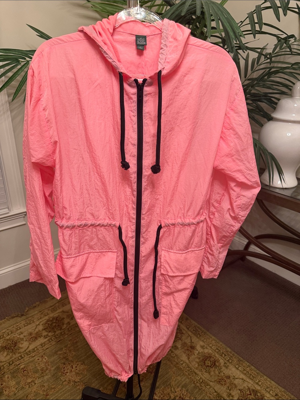 wild fable Pink Hooded Rain Coat with Black Accents